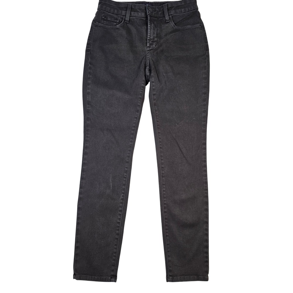 NYDJ Lift Tuck Technology Slim Leg Jeans Dark Charcoal Gray Size 4